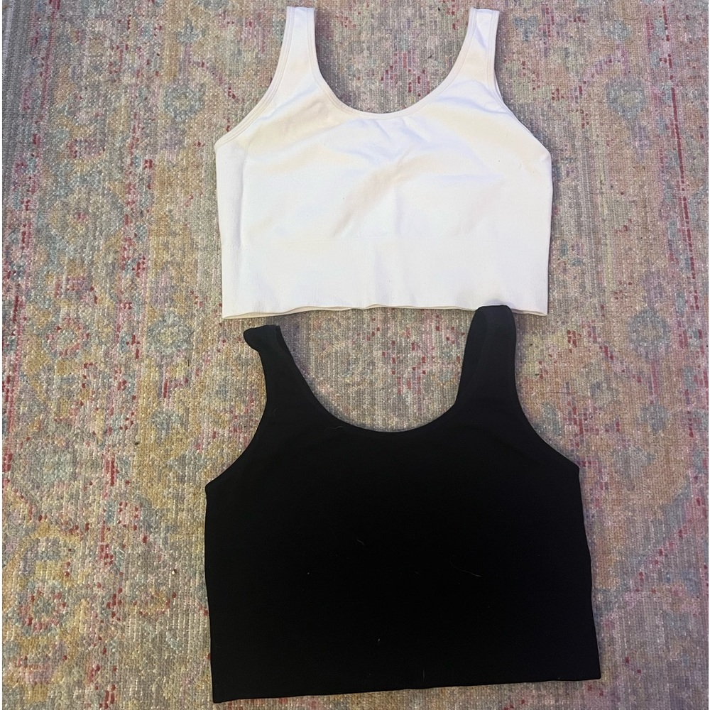 white and black crop top
